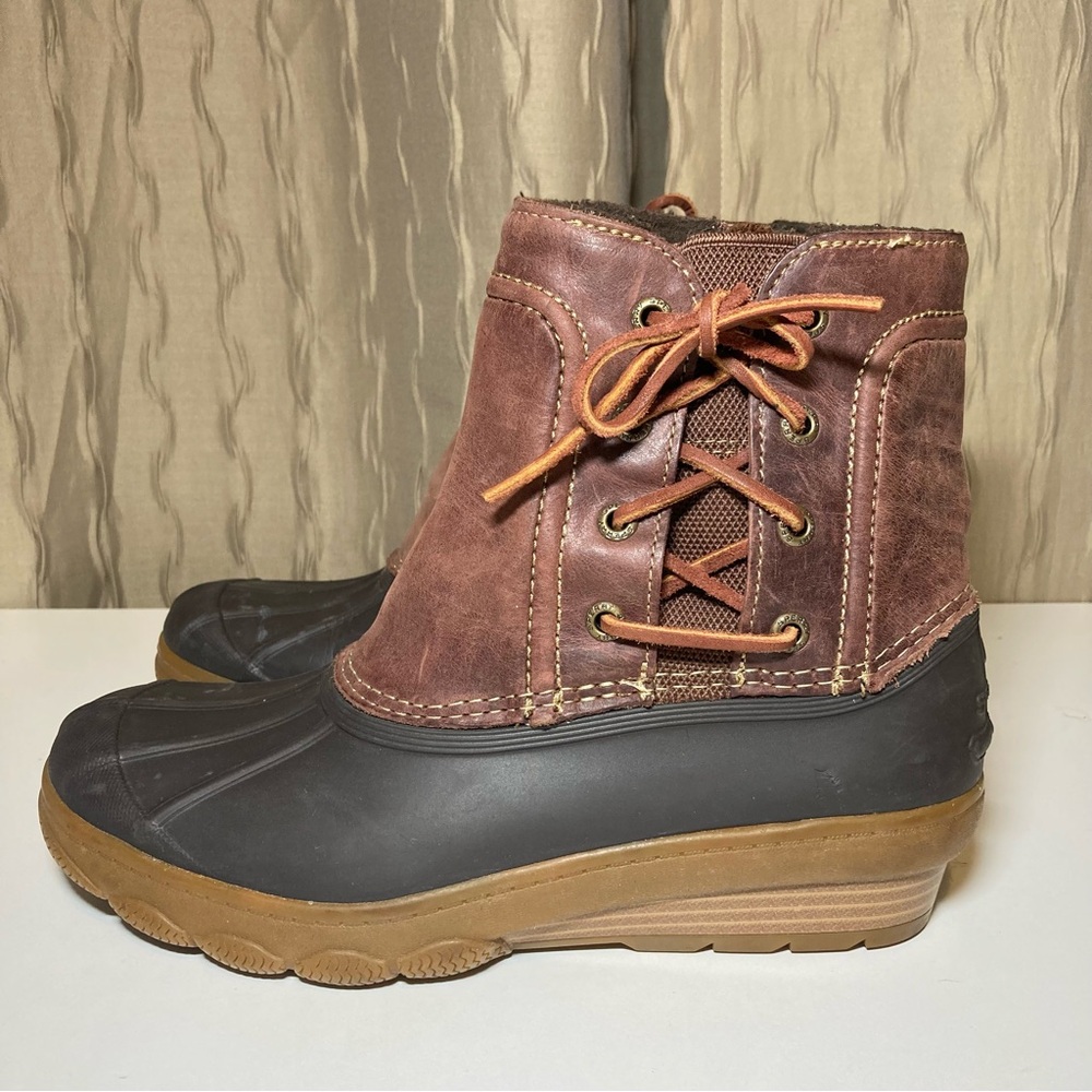 Sperry Top Sider Saltwater Wedge Tide Women's 7 Duck Boot Brown Leather STS80770 - Picture 3 of 16